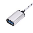 Adattatore USB-C a USB 3.0 con cavo intrecciato per collegare una chiavetta USB a un telefono o a un notebook. Terminali argentati. Lunghezza 20 cm 4