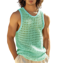 Ademende heren tanktop Gehaakt geperforeerd materiaal Polyester Ronde hals Effen uitvoering Lichte snit Zomer draag 6