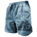 Ademende shorts voor heren in de zomer met trekkoord, lichtgewicht en comfortabel materiaal, vintage motorprint, stijlvolle casual shorts voor de zomer 1