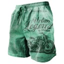 Ademende shorts voor heren in de zomer met trekkoord, lichtgewicht en comfortabel materiaal, vintage motorprint, stijlvolle casual shorts voor de zomer 5