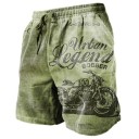 Ademende shorts voor heren in de zomer met trekkoord, lichtgewicht en comfortabel materiaal, vintage motorprint, stijlvolle casual shorts voor de zomer 4