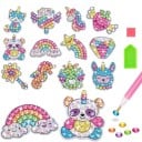 Adesivi di diamante Unicorno e motivi arcobaleno 12 pz set creativo pietre colorate per creare immagini per bambini 2