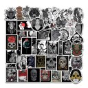 Adesivi in bianco e nero con motivi gotici 50 pz Set di adesivi in PVC di dimensioni da 3 a 7 cm In stile oscuro per gli appassionati di horror 6