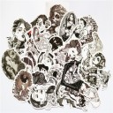 Adesivi in bianco e nero in PVC 68 pz Illustrazioni di donne con tatuaggi e fiori Dimensione circa 5 cm Per decorare e personalizzare oggetti 4