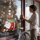 Adesivi natalizi per finestra Riutilizzabili Babbo Natale con animali a forma di albero Renna Pupazzo di neve e riccio Decorazione per vetrina 4