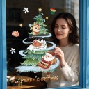 Adesivi natalizi per finestre Albero con casetta innevata Babbo Natale su slitte e renna Scritta Buon Natale Regali e stelle Per Natale 5