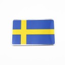 Adesivo 3D con la bandiera della Svezia per gli appassionati della Scandinavia Emblema tridimensionale con bordo argentato Superficie lucida 2