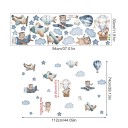Adesivo da parete 112 x 74 cm Animali con aerei e palloncino Vinile opaco traslucido Decorazione per la cameretta Ornamento murale giocoso 2