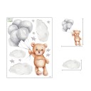 Adesivo da parete 53 x 40 cm Orsetto con palloncini grigi Vinile traslucido opaco Delicata decorazione per la cameretta Decorazione da parete adorabile 1