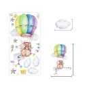 Adesivo da parete 92 x 42 cm Orso, topo e coniglio in pallone volante Vinile opaco traslucido Decorazione adorabile per la cameretta 1