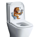 Adesivo divertido para sanita com motivo de leão 25 cm PVC à prova de água decoração para WC design original e engraçado 2