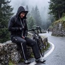 Αδιάβροχο σετ για μοτοσικλέτα Μπουφάν με κουκούλα και παντελόνια Unisex Υλικό PU και TPU Μαύρο με λευκές ρίγες Μοτοσικλετιστική αδιάβροχη κάπα 9