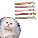 Adjustable Cat Collar 34 cm with Paw Print Design Safety Buckle Bell Pendant Soft and Comfortable Strap 1