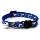 Adjustable Cat Collar with Stars and Moons 23 cm Safety Buckle Bell Pendant Comfortable Slim Design 3