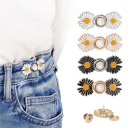 Adjustable Metal Waist Buckle 4.6 x 1.9 cm Pearl Decor with Flowers Tightening Trousers No Sewing Elegant Clip for Jeans Skirts Shorts 1