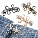 Adjustable Metal Waist Buckle in the Shape of a Four-Leaf Clover for Tightening Trousers Without Sewing Stylish Clip for Jeans Skirts Quick Fastening Decoration 1