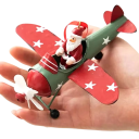 Adorno Navideño de Hierro 12 x 12,5 cm Avión Retro con Santa Decoración Colgante Antiguo para Árbol Ventanas Marcos 3