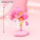 Adorno para tarta Niña con pelo rosa sobre un unicornio 8 cm Decoración para tarta Bonito adorno Unicornio sobre una nube Fiesta infantil 2