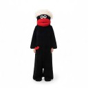 Adult Plush Overall with Hood Monster Head with Eyes Lips and Hair Flannel Costume for Carnival and Halloween 4