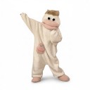 Adult Plush Overall with Hood Monster Head with Eyes Lips and Hair Flannel Costume for Carnival and Halloween 2