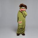 Adult Plush Overall with Hood Monster Head with Eyes Lips and Hair Flannel Costume for Carnival and Halloween 6