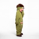 Adult Plush Overall with Hood Monster Head with Eyes Lips and Hair Flannel Costume for Carnival and Halloween 9
