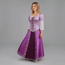 Adult Princess Costume Long Purple Dress with Lacing and Lace Ruffled Sheer Sleeves Polyester For Carnival and Cosplay 4