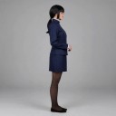 Adult School Uniform Costume Dark Blue Jacket with Stand-Up Collar and Skirt Green Wig with Pigtail Glasses and Tights Polyester 6