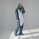 Adult Shark Costume Full Body Outfit with Shark Head Hood and Teeth Polyester and Elastane for Carnival and Halloween 3