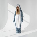 Adult Shark Costume Full Body Outfit with Shark Head Hood and Teeth Polyester and Elastane for Carnival and Halloween 5