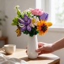 Advent Calendar Flower Building Set 24 pcs Foldable Plastic Flowers Bouquet to Assemble Red and Green Christmas Gift for Children and Adults 4