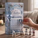 Adventi kalendárium 24 karácsonyi figurával Hóember figurák sapkával és sállal Világoskék Karácsonyi dekoráció Ajándék gyerekeknek és felnőtteknek 2
