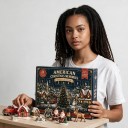 Adventi naptár 24 karácsonyi figurával Függesztő hurkokkal Amerikai motívumok Pickup Route 66 és mozdony Díszek karácsonyfára és dekorációk 3
