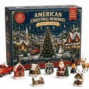 Adventní kalendář 24 vánočních figurek S poutky na zavěšení Americké motivy Pickup Route 66 i lokomotiva Ozdoby na stromeček a dekorace 5