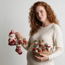 Adventný kalendár 24 vianočných ozdôb Ozdoby s motívom pletenia Santa a zvieratká s klubkami Darček pre milovníkov pletenia a háčkovania 3