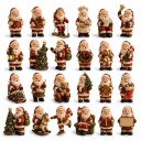 Adventný kalendár 24 vianočných postavičiek Figúrky Santa Clausa vo vintage štýle Santa s darčekmi aj na sane Vianočná dekorácia a darček 6