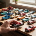 Adventný kalendár s autíčkami 24 klasických amerických áut Die-cast modely Krabica s očíslovanými šuplíkmi Pre zberateľov aj milovníkov veteránov 5