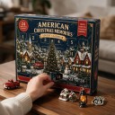 Adventskalender 24 julefigurer Med ophængssnore Amerikanske motiver Pickup Route 66 og lokomotiv Julepynt og dekorationer 4
