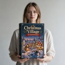 Adventskalender 24 julfigurer Snöiga hus och affärer Julby Kyrka bageri och postkontor Dekoration för hyllan och present 6