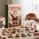 Adventskalender 24 Weihnachtsfiguren Figuren mit Weihnachtsmotiven Rot Grün und Creme Santa Rentier und Schneemann Dekoration und Geschenk 2