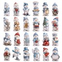 Adventskalender 24 Weihnachtsfiguren Schneemannfiguren mit Mütze und Schal Hellblaue Weihnachtsdekoration Geschenk für Kinder und Erwachsene 5