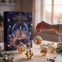 Adventskalender 24 Weihnachtskugeln mit Aufhängeschlaufen Runde Kugeln mit Weihnachtsmotiven Christbaumschmuck Geschenk für Kinder und Erwachsene 2