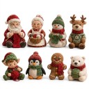 Adventskalender 24 Weihnachtsornamente Ornamente mit Strickmotiv Santa und Tiere mit Wollknäuel Geschenk für Strick- und Häkelbegeisterte 5