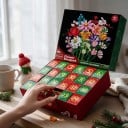 Adventskalender Bastelset Blumen 24 Stück Faltbare Plastikblumen Strauß zum Zusammenstellen Rot und Grün Weihnachtsgeschenk für Kinder und Erwachsene 3