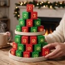 Adventskalender Byggsats Blommor Tusensköna 24 st Fällbara plastblommor Bukett att sätta ihop Röd och grön Julklapp 5