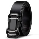 Ægte læderbælte til mænd Sort elegant automatisk metalspænde Bredde 3,8 cm Justerbart læderbælte til jakkesæt og jeans 1