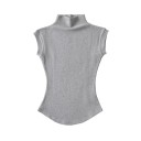 Ærmeløs dame-T-shirt med rullekrave. Elegant top med høj krave. Slim fit. Moderigtig bluse til arbejde og aften. 4