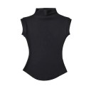 Ærmeløs dame-T-shirt med rullekrave. Elegant top med høj krave. Slim fit. Moderigtig bluse til arbejde og aften. 1