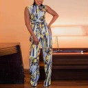 Ærmeløs jumpsuit med blomsterprint til kvinder 2