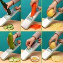 Affettatrice per verdure con 6 coltelli intercambiabili 6 in 1 mandolina manuale multifunzionale grigia chiara per frutta e preparazione dei pasti 2